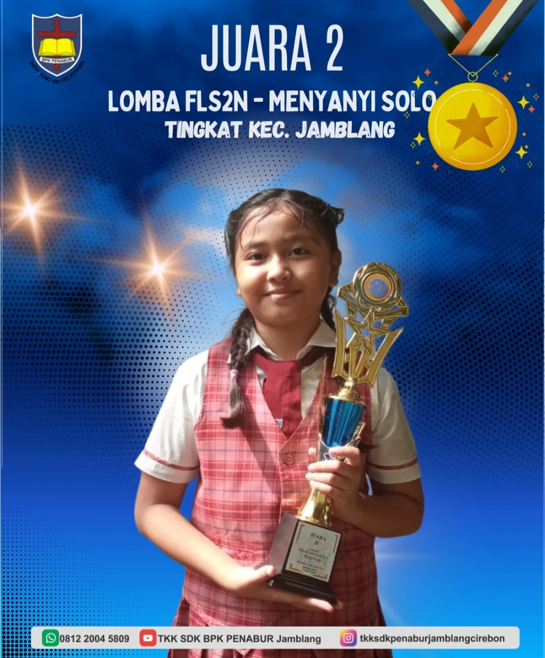 Juara 2 lomba FLS2N - Menyanyi solo tingkat Kecamatan Jamblang tahun 2024